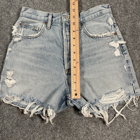 AGOLDE Dee Denim Shorts Womens 24 Thrashed Button Fly High Rise Jean Distressed - Picture 5 of 10